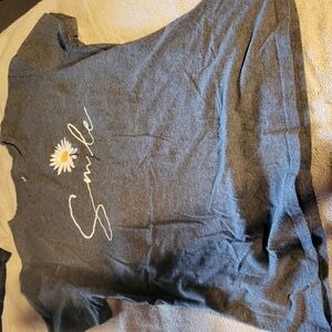 Gray Short Sleeve Tee with 'Smile' Print